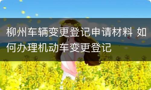 柳州车辆变更登记申请材料 如何办理机动车变更登记