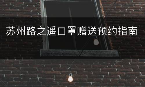 苏州路之遥口罩赠送预约指南