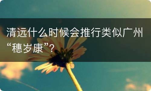 清远什么时候会推行类似广州“穗岁康”？