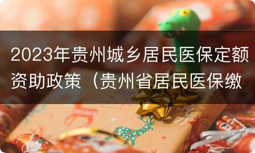 2023年贵州城乡居民医保定额资助政策（贵州省居民医保缴费政策）
