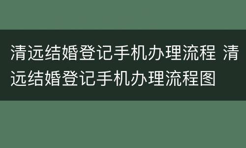 清远结婚登记手机办理流程 清远结婚登记手机办理流程图