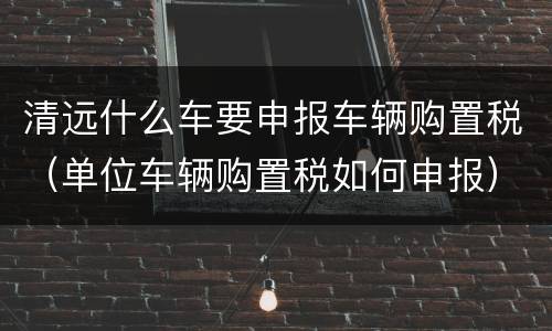 清远什么车要申报车辆购置税（单位车辆购置税如何申报）