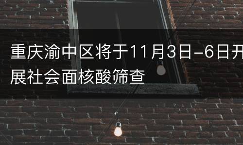 重庆渝中区将于11月3日-6日开展社会面核酸筛查