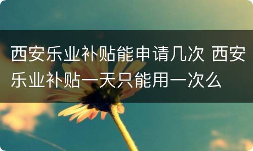 西安乐业补贴能申请几次 西安乐业补贴一天只能用一次么