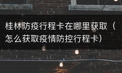 桂林防疫行程卡在哪里获取（怎么获取疫情防控行程卡）