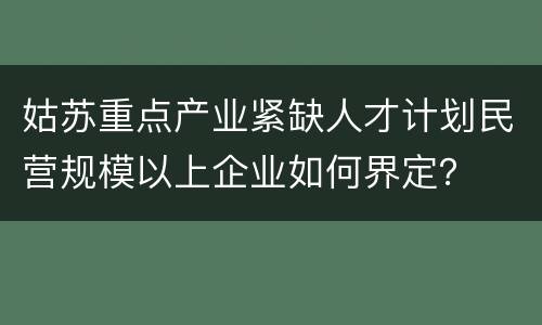 姑苏重点产业紧缺人才计划民营规模以上企业如何界定？