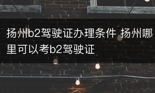 扬州b2驾驶证办理条件 扬州哪里可以考b2驾驶证
