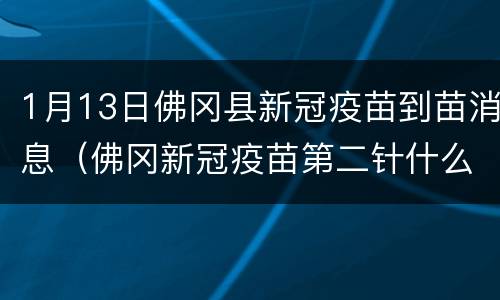 1月13日佛冈县新冠疫苗到苗消息（佛冈新冠疫苗第二针什么时候有号）