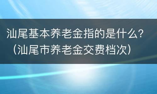 汕尾基本养老金指的是什么？（汕尾市养老金交费档次）