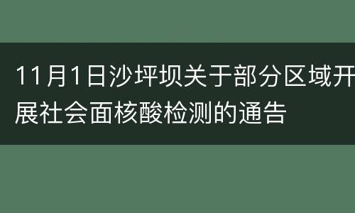 11月1日沙坪坝关于部分区域开展社会面核酸检测的通告