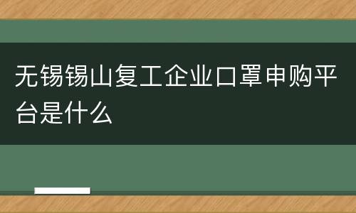无锡锡山复工企业口罩申购平台是什么
