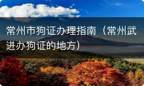 常州市狗证办理指南（常州武进办狗证的地方）