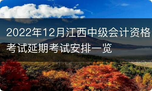 2022年12月江西中级会计资格考试延期考试安排一览