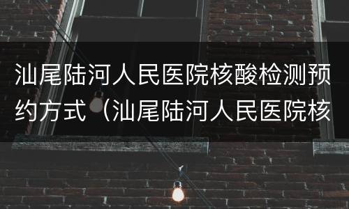 汕尾陆河人民医院核酸检测预约方式（汕尾陆河人民医院核酸检测预约方式是什么）