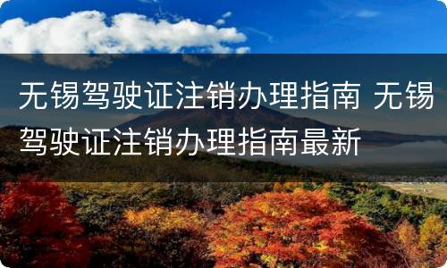 无锡驾驶证注销办理指南 无锡驾驶证注销办理指南最新