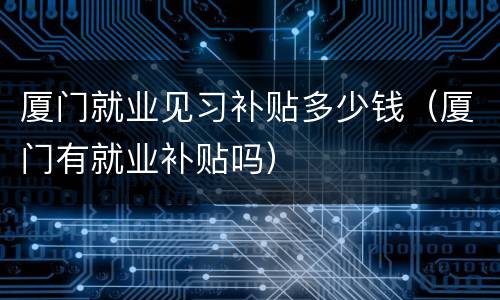 厦门就业见习补贴多少钱（厦门有就业补贴吗）