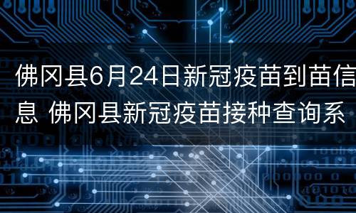佛冈县6月24日新冠疫苗到苗信息 佛冈县新冠疫苗接种查询系统