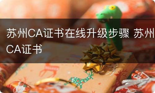 苏州CA证书在线升级步骤 苏州CA证书