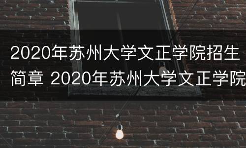 2020年苏州大学文正学院招生简章 2020年苏州大学文正学院招生简章及答案