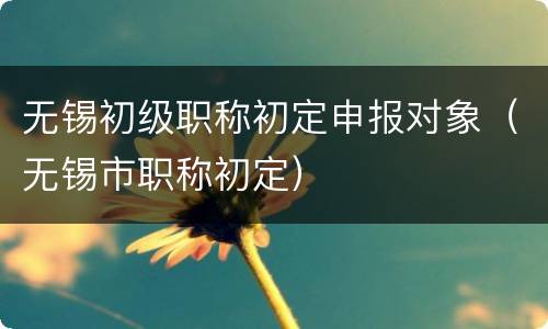无锡初级职称初定申报对象（无锡市职称初定）