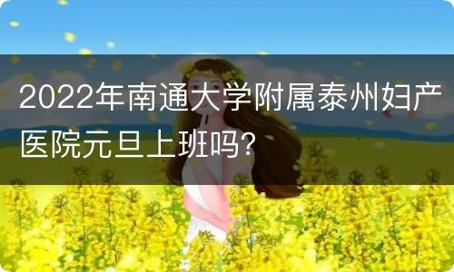 2022年南通大学附属泰州妇产医院元旦上班吗？