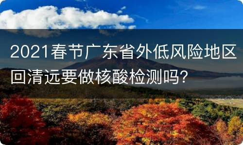 2021春节广东省外低风险地区回清远要做核酸检测吗？