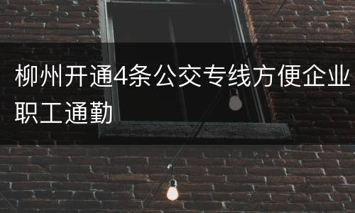 柳州开通4条公交专线方便企业职工通勤