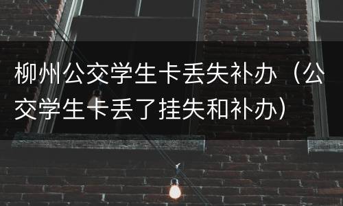 柳州公交学生卡丢失补办（公交学生卡丢了挂失和补办）