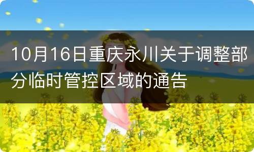 10月16日重庆永川关于调整部分临时管控区域的通告