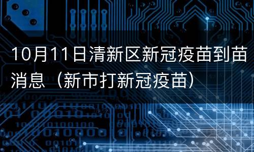 10月11日清新区新冠疫苗到苗消息（新市打新冠疫苗）