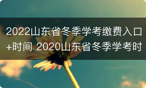 2022山东省冬季学考缴费入口+时间 2020山东省冬季学考时间