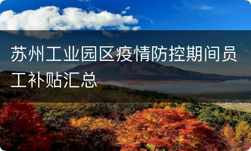 苏州工业园区疫情防控期间员工补贴汇总