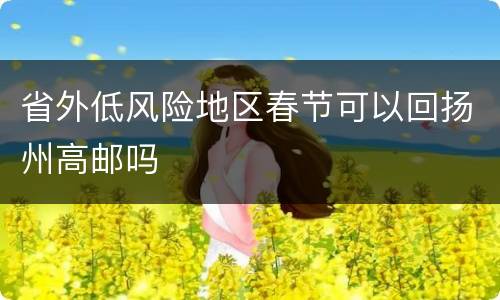 省外低风险地区春节可以回扬州高邮吗
