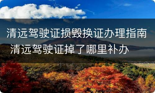 清远驾驶证损毁换证办理指南 清远驾驶证掉了哪里补办