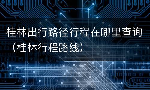 桂林出行路径行程在哪里查询（桂林行程路线）