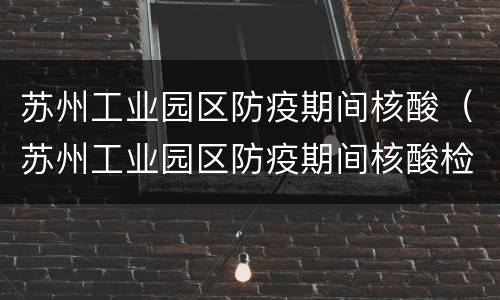 苏州工业园区防疫期间核酸（苏州工业园区防疫期间核酸检测地点）