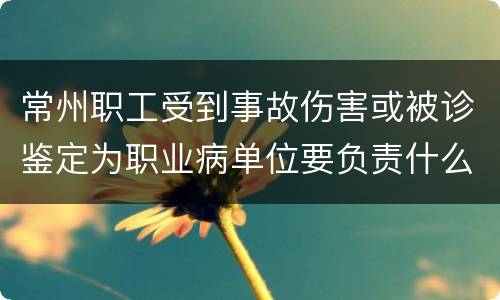 常州职工受到事故伤害或被诊鉴定为职业病单位要负责什么