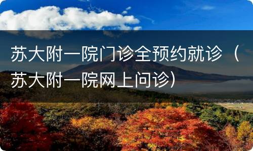 苏大附一院门诊全预约就诊（苏大附一院网上问诊）