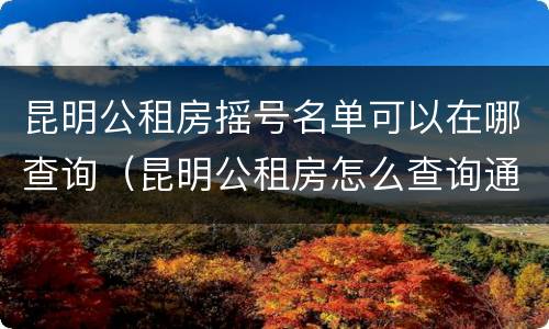 昆明公租房摇号名单可以在哪查询（昆明公租房怎么查询通过了）