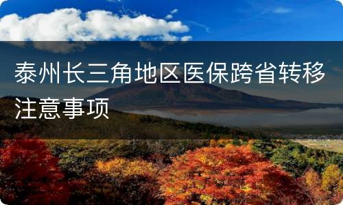 泰州长三角地区医保跨省转移注意事项
