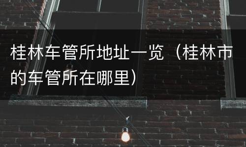 桂林车管所地址一览（桂林市的车管所在哪里）