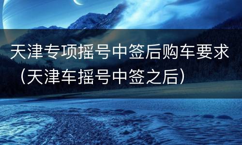 天津专项摇号中签后购车要求（天津车摇号中签之后）