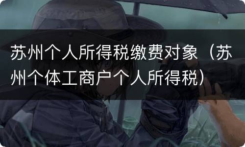 苏州个人所得税缴费对象（苏州个体工商户个人所得税）
