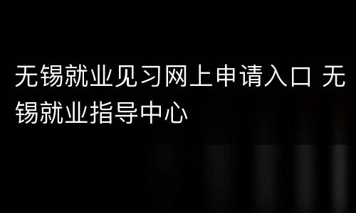 无锡就业见习网上申请入口 无锡就业指导中心