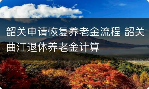 韶关申请恢复养老金流程 韶关曲江退休养老金计算