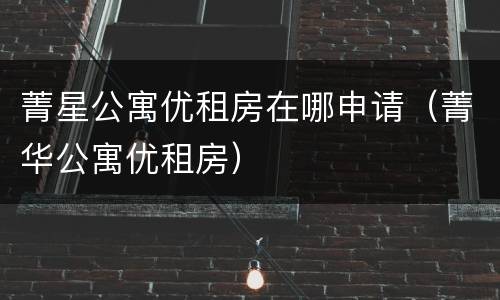 菁星公寓优租房在哪申请（菁华公寓优租房）