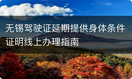 无锡驾驶证延期提供身体条件证明线上办理指南