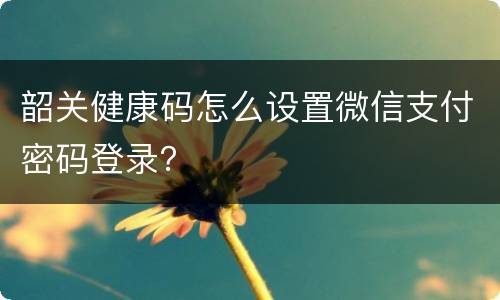 韶关健康码怎么设置微信支付密码登录？