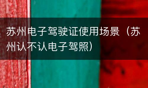 苏州电子驾驶证使用场景（苏州认不认电子驾照）