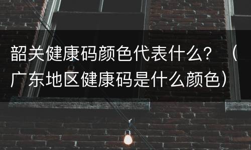 韶关健康码颜色代表什么？（广东地区健康码是什么颜色）